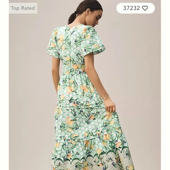 Lemon Polka Dot Anthropologie Somerset Maxi Dress - Picture 3 of 11